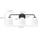 Norah 3 Light 22.8 inch Brushed Nickel Vanity Light Wall Light